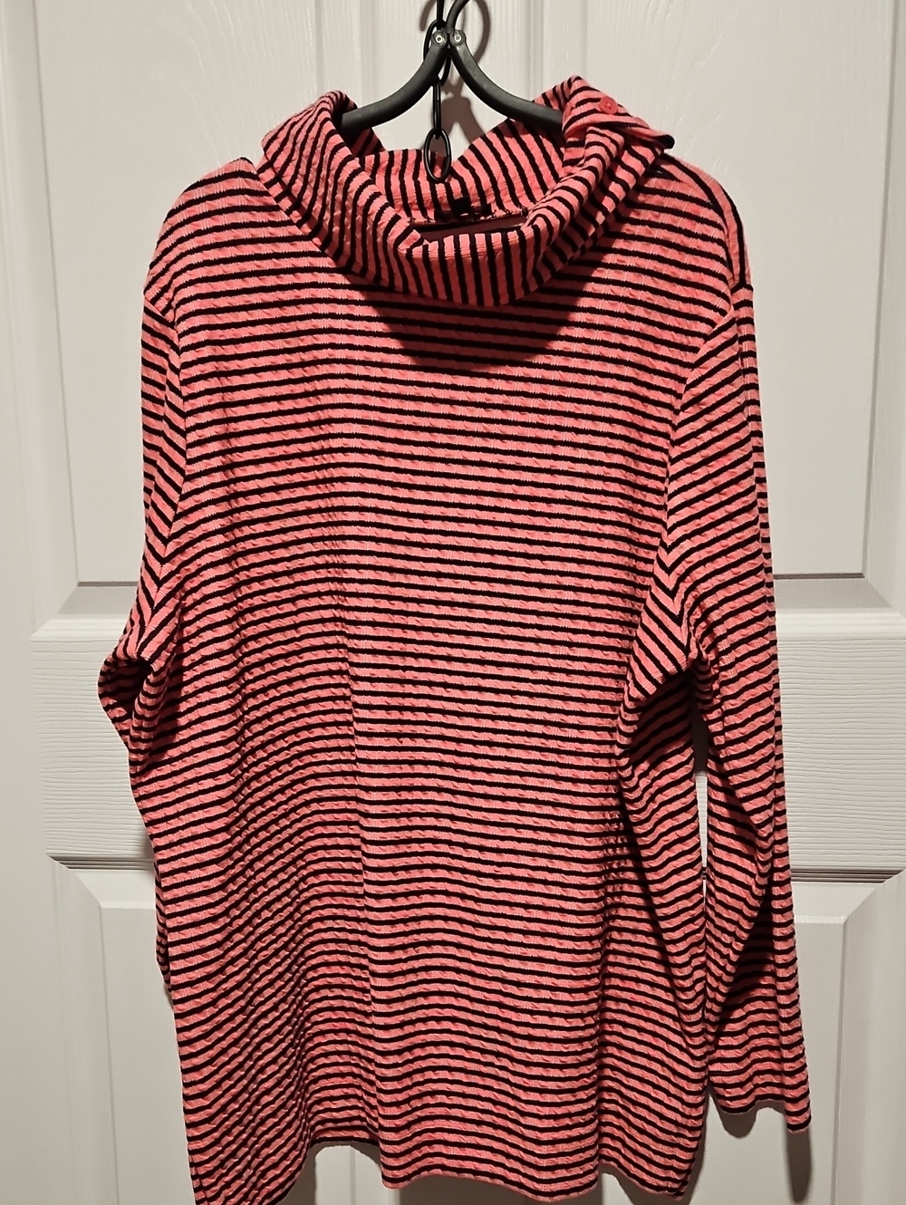 Talbots Pink and Black Striped Cowl Neck Sweater